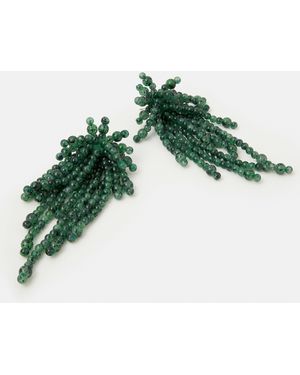 Accessorize Statement Bead Drop Earrings - Green