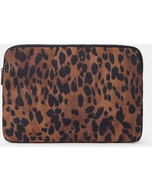 Accessorize Leopard Print Laptop Case - Brown