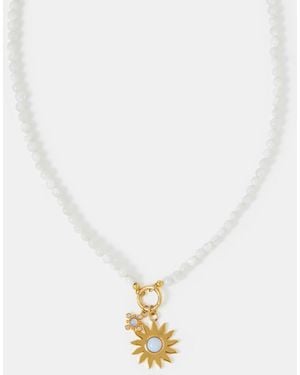 Accessorize 14Ct-Plated Mother Of Pearl Sun Bead Necklace - White
