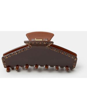 Accessorize Diamanté Edge Claw Clip - Brown