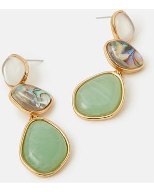 Accessorize Triple Stone Drop Earrings - Blue