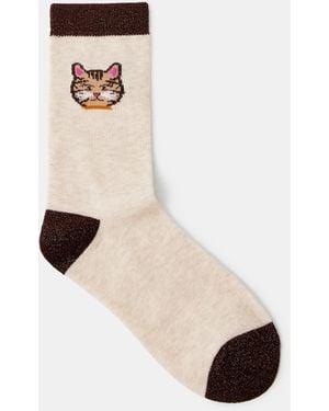 Accessorize Cat Shimmer Socks - White