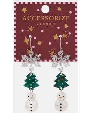 Accessorize Christmas Triple Drop Earrings - White