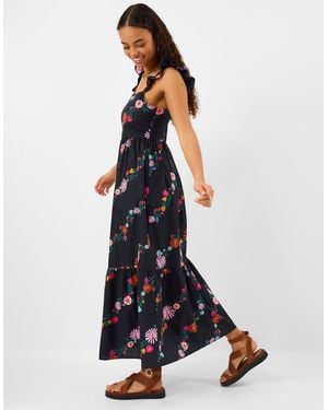 Accessorize Floral Print Frill Maxi Dress - Blue
