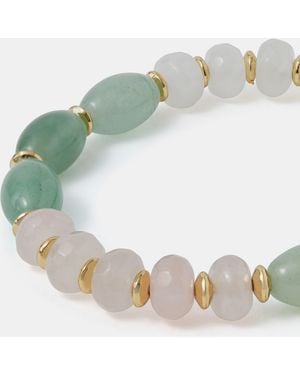 Accessorize 14Ct-Plated Aventurine Stone Bracelet - Green
