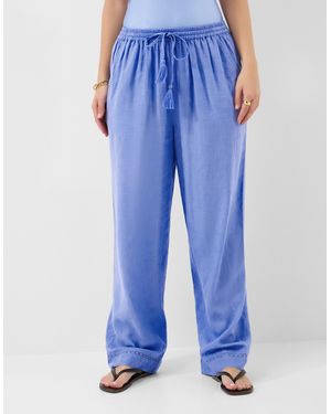 Accessorize Lace Trim Wide Leg Beach Trousers - Blue