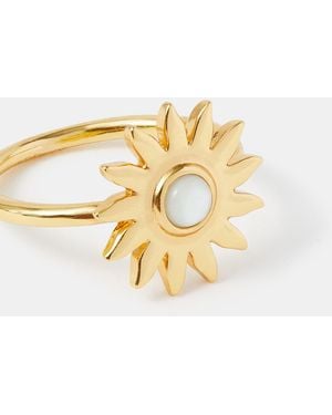 Accessorize 14Ct-Plated Mother Of Pearl Sun Ring - Metallic