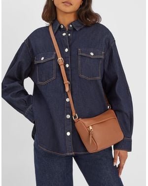 Accessorize Zip Front Crossbody Bag - Blue