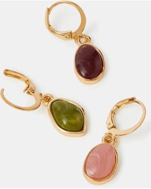 Accessorize 3-Pack Mini Resin Drop Hoop Earrings - Natural