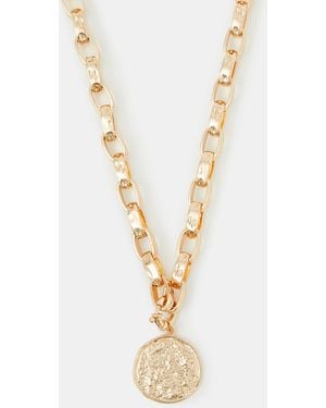 Accessorize Molten Coin Pendant Necklace - White
