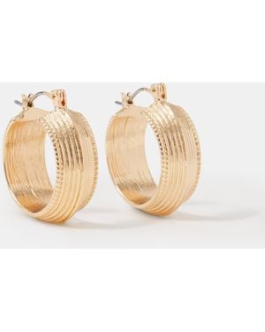 Accessorize Mini Ridge Hoop Earrings - Natural