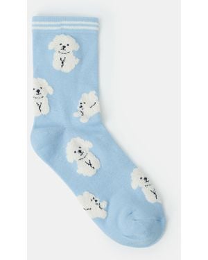 Accessorize Poodle Print Socks - Blue