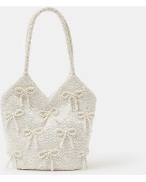 Accessorize Pearl Bow Beaded Bridal Bag - White