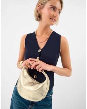 Accessorize Leather Shimmer Suede Handheld Bag - Blue