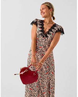 Accessorize Animal Cherry Print Midi Dress - Red