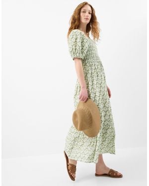 Accessorize Cotton Floral Print Puff Sleeve Maxi Dress - White