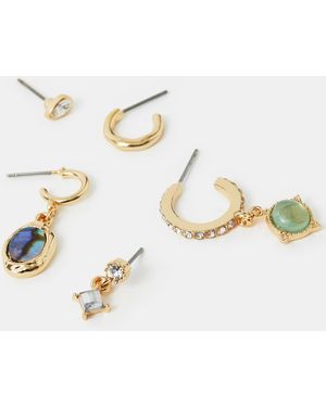 Accessorize 5-Pack Jewel Stud & Hoop Earrings - Natural