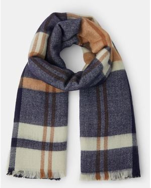 Accessorize And Checked Check Blanket Scarf - Blue