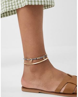 Accessorize 3-Pack Beaded Celestial Anklets - Brown