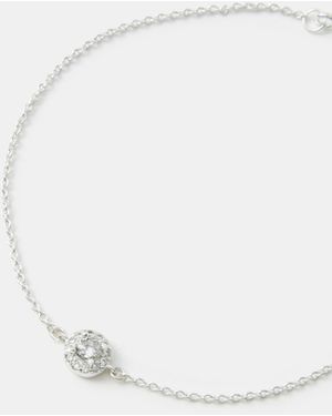 Accessorize Sterling Halo Stone Bracelet - White