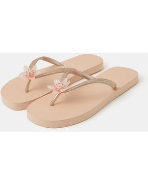 Accessorize Lotus Flower Flip Flops - Natural