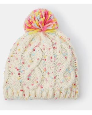 Accessorize Cable Knit Bobble Hat - White