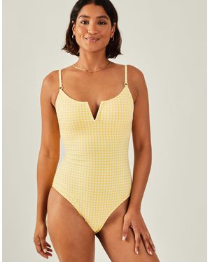 Accessorize V-Front Gingham Swimsuit - Green