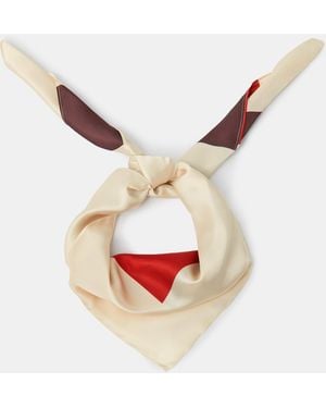Accessorize Geometric Stripe Square Satin Scarf - White