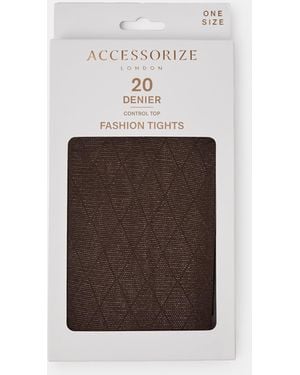 Accessorize 20 Denier Argyle Tights - White