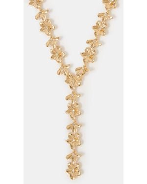 Accessorize Flower Lariat Necklace - Metallic
