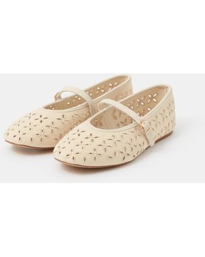 Accessorize Cut Out Mary Jane Ballet Flats - Natural