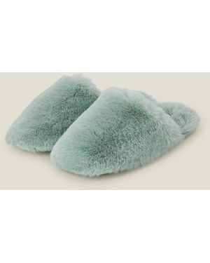 Accessorize Luxe Faux Fur Mule Slippers, - Green