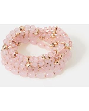 Accessorize 6-Pack Bead Stretch Bracelets - Pink