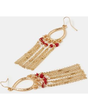 Accessorize Teardrop Tassel Drop Earrings - White