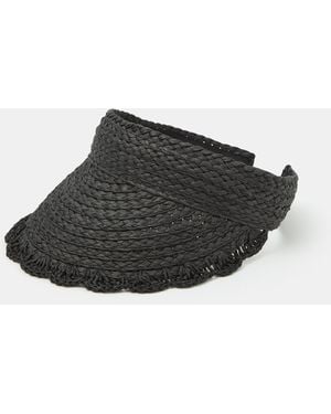 Accessorize Woven Scallop Trim Sun Visor - Black
