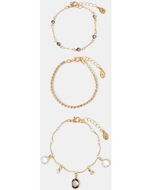 Accessorize 3-Pack Mix Gemstone Chain Bracelets - White