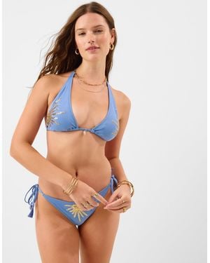 Accessorize Sequin Sun Triangle Bikini Top - Blue