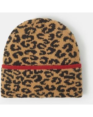 Accessorize Leopard Print Beanie - Metallic