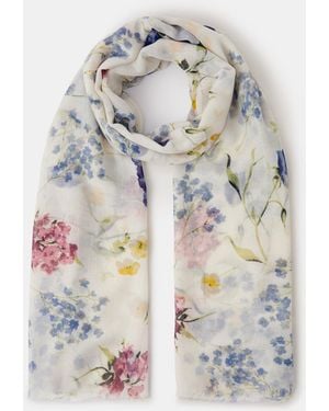 Accessorize Lightweight Gardenia Print Scarf - White