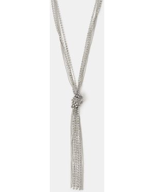 Accessorize Knot Lariat Necklace - White