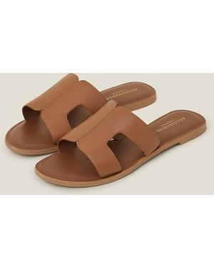 Accessorize Leather Cut-Out Sliders - Natural
