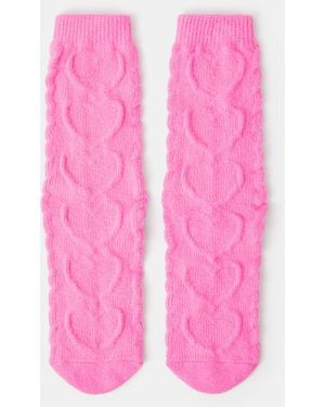 Accessorize Heart Cable Knit Socks - Pink