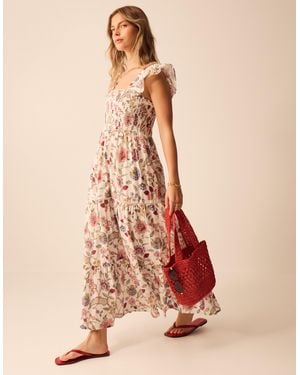 Accessorize Floral Print Tiered Maxi Dress - White
