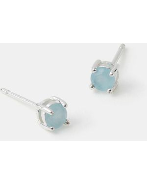 Accessorize Sterling-Plated Quartz Stud Earrings - Blue