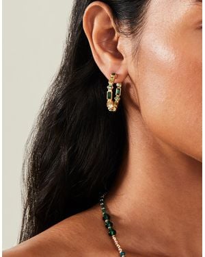 Accessorize Eclectic Gem Hoop Earrings - Black