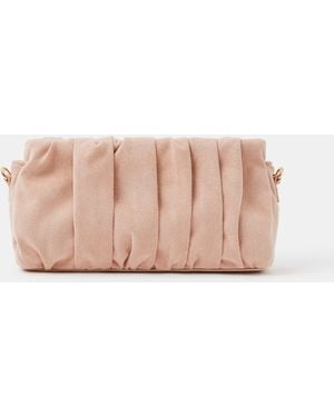 Accessorize Ruched Faux Suede Clutch Bag - Blue