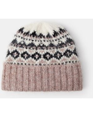 Accessorize Embellished Fair Isle Beanie Hat - Pink