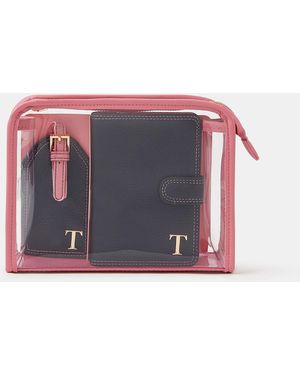 Accessorize Initial Passport Holder & Luggage Tag - Blue