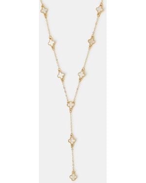 Accessorize Clover Station Lariat Necklace - White