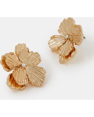Accessorize Textured Flower Stud Earrings - Natural